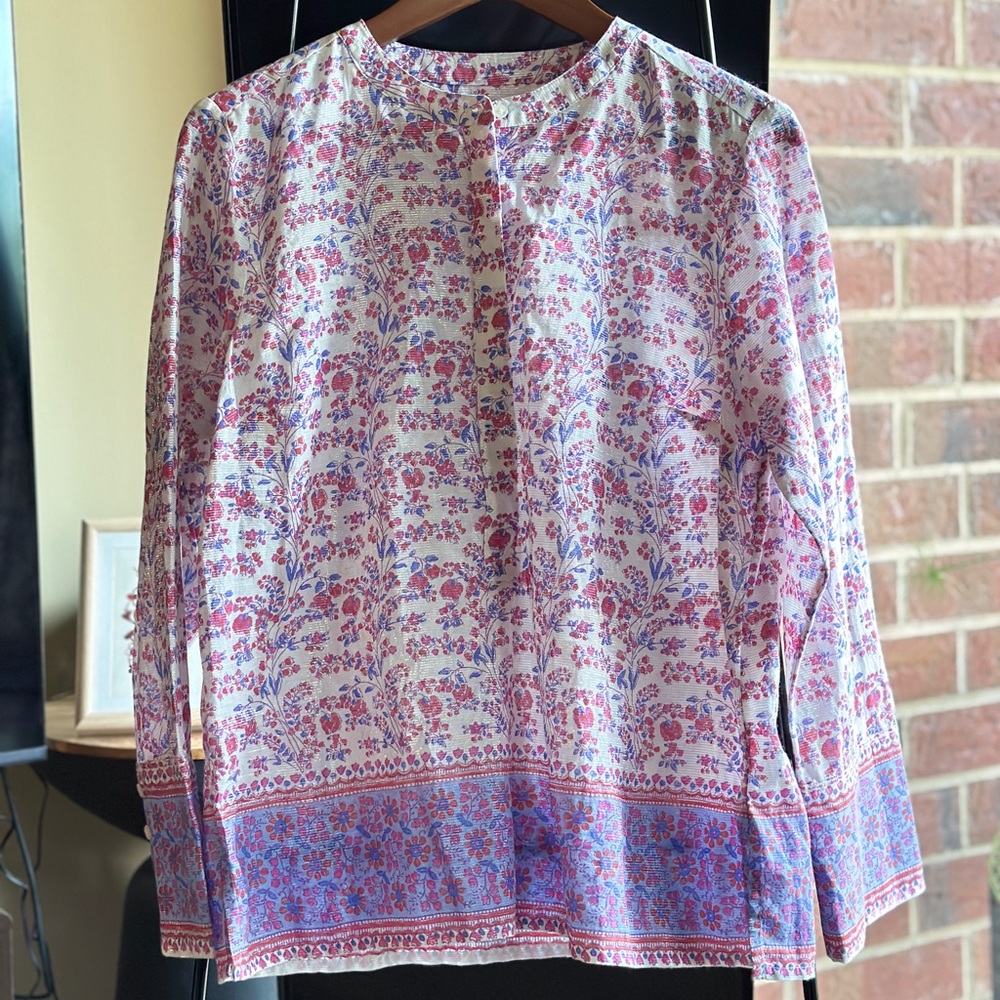 J. Crew Pink and Purple Floral Blouse
